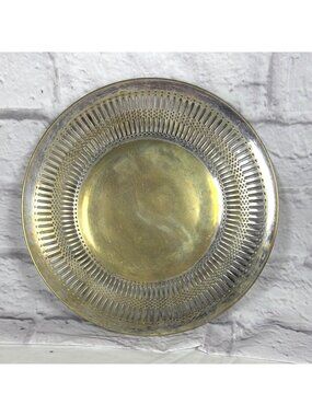 Vintage EPNS Silver Plated 10" Pierced Serving Bread Charger Plate Lion Hallmark